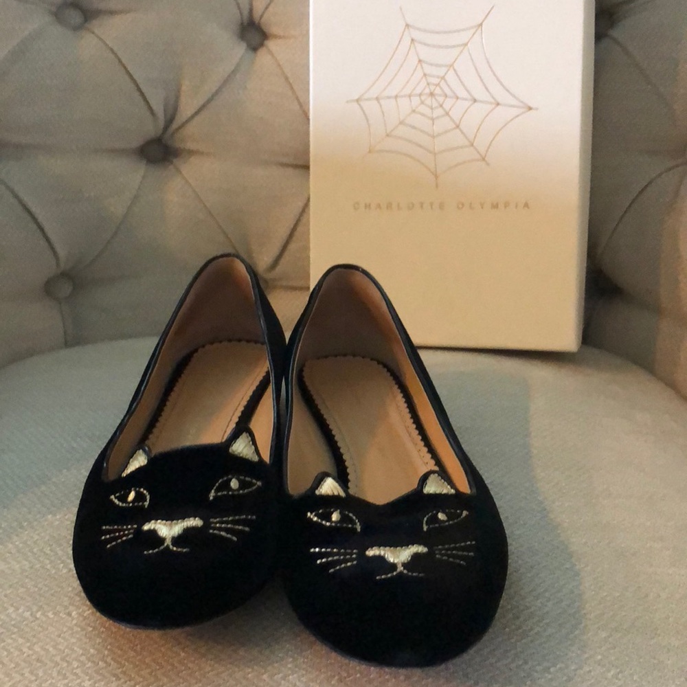 Charlotte Olympia Kitty Flats Black Size 39